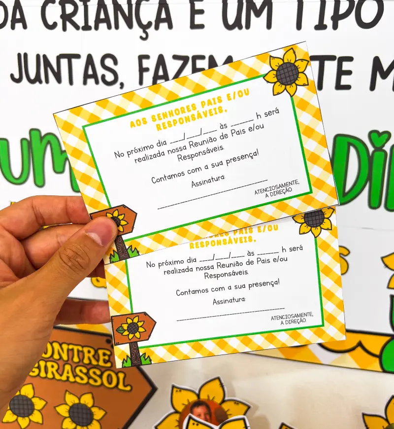 Kit Reunião de Pais Girassol em PDF para Imprimir — amostra 2: O que vem no material