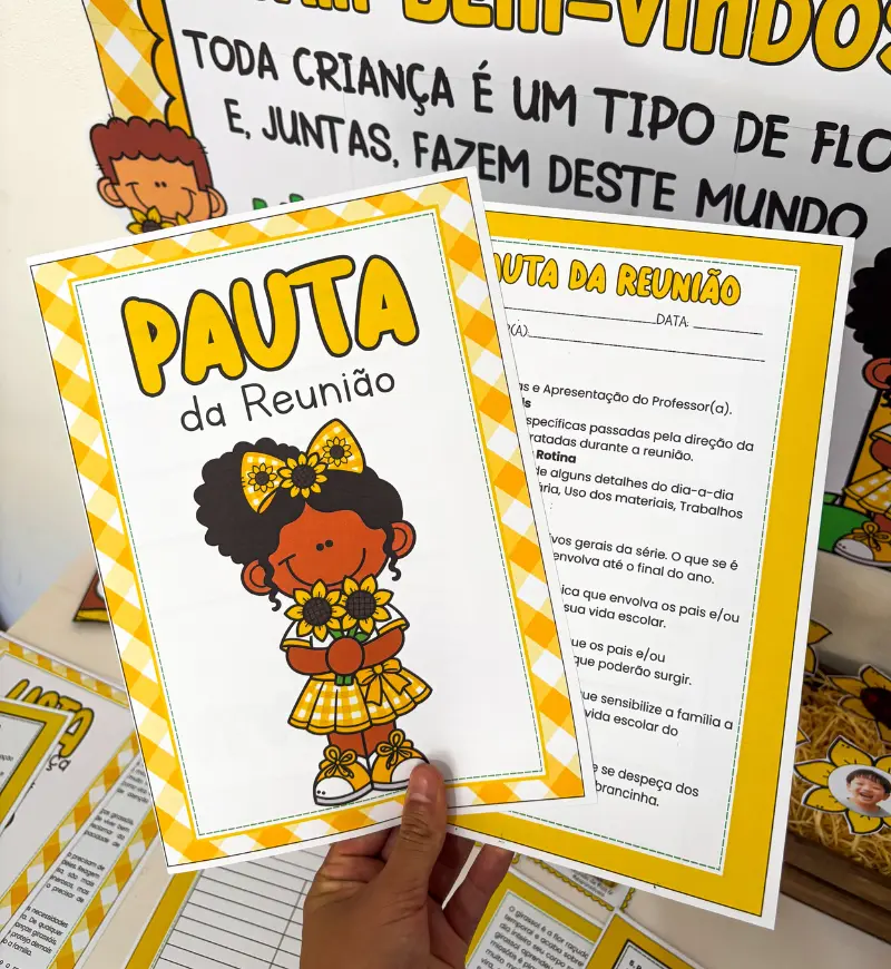 Kit Reunião de Pais Girassol em PDF para Imprimir — amostra 6: Organize uma reunião acolhedora com o Kit Reunião de Pais…