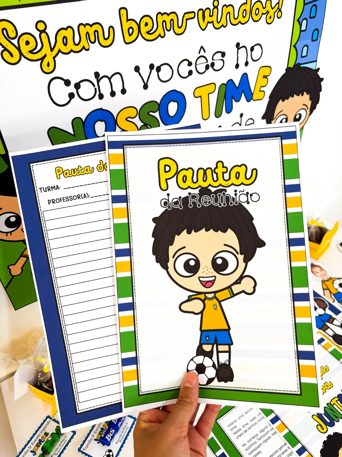 Kit Reunião de Pais – Tema Futebol – Material Pedagógico — amostra 3: Quando família e escola vestem a mesma camisa… o…