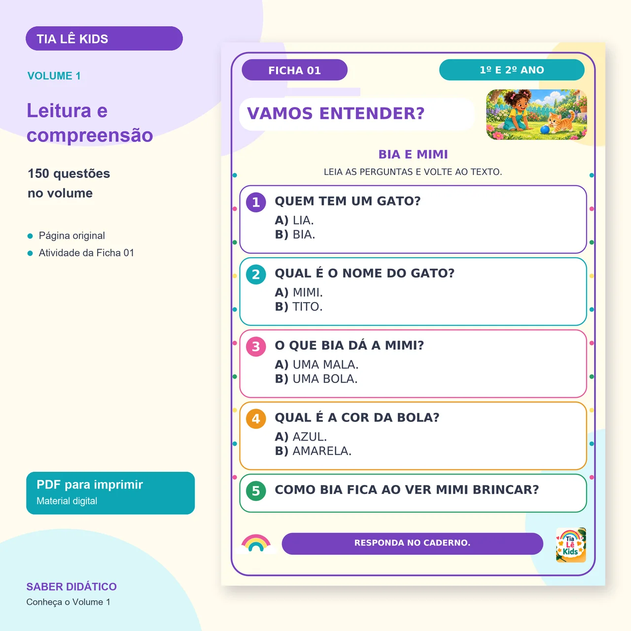 Kit Rodízio de Leituras–1º e 2º Ano-30 Histórias com Interpretação | — amostra 3: 1º ano do Ensino Fundamental