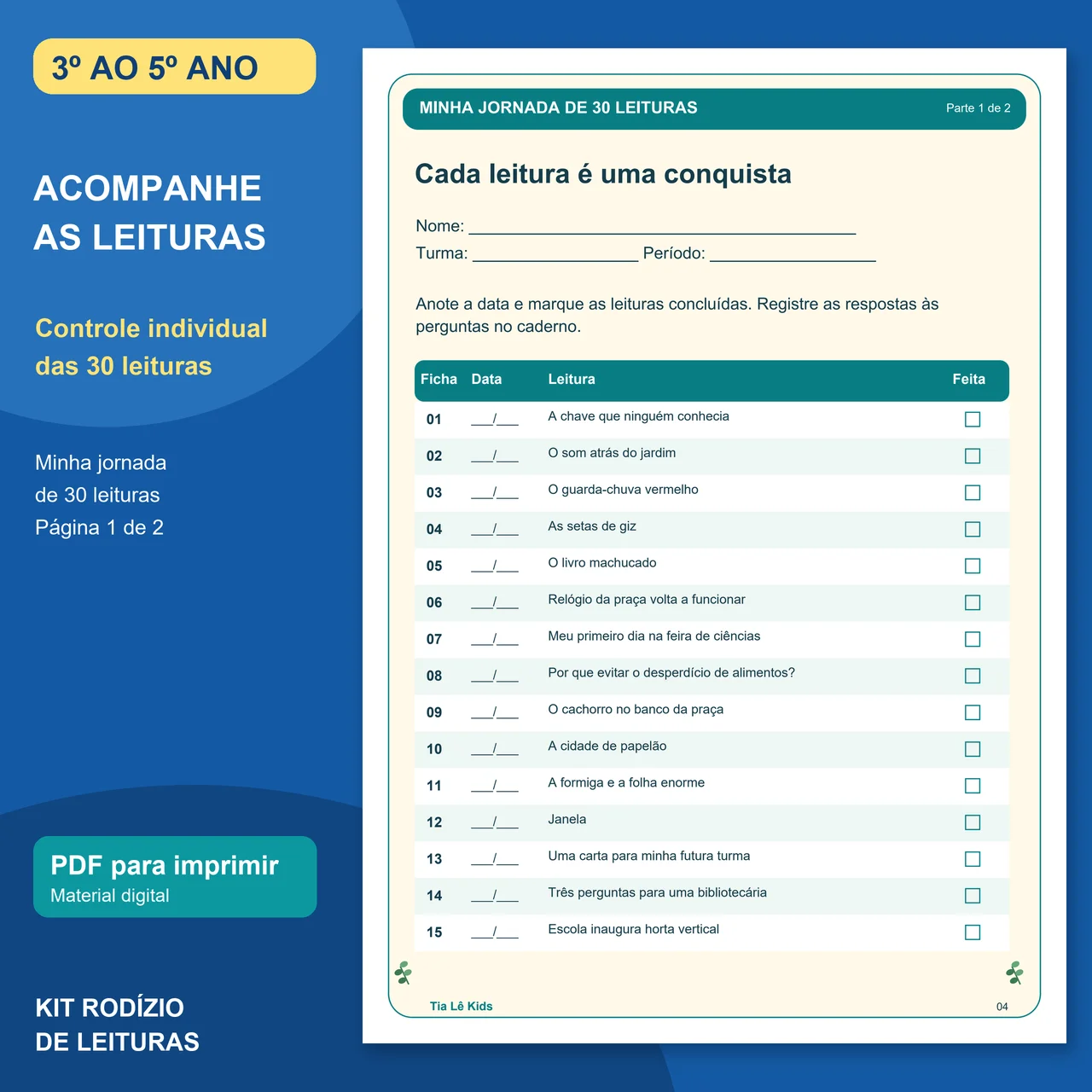 Kit Rodízio de Leituras | 3º ao 5º Ano |30 Textos com Interpretação — amostra 5: FORMATO DO PRODUTO