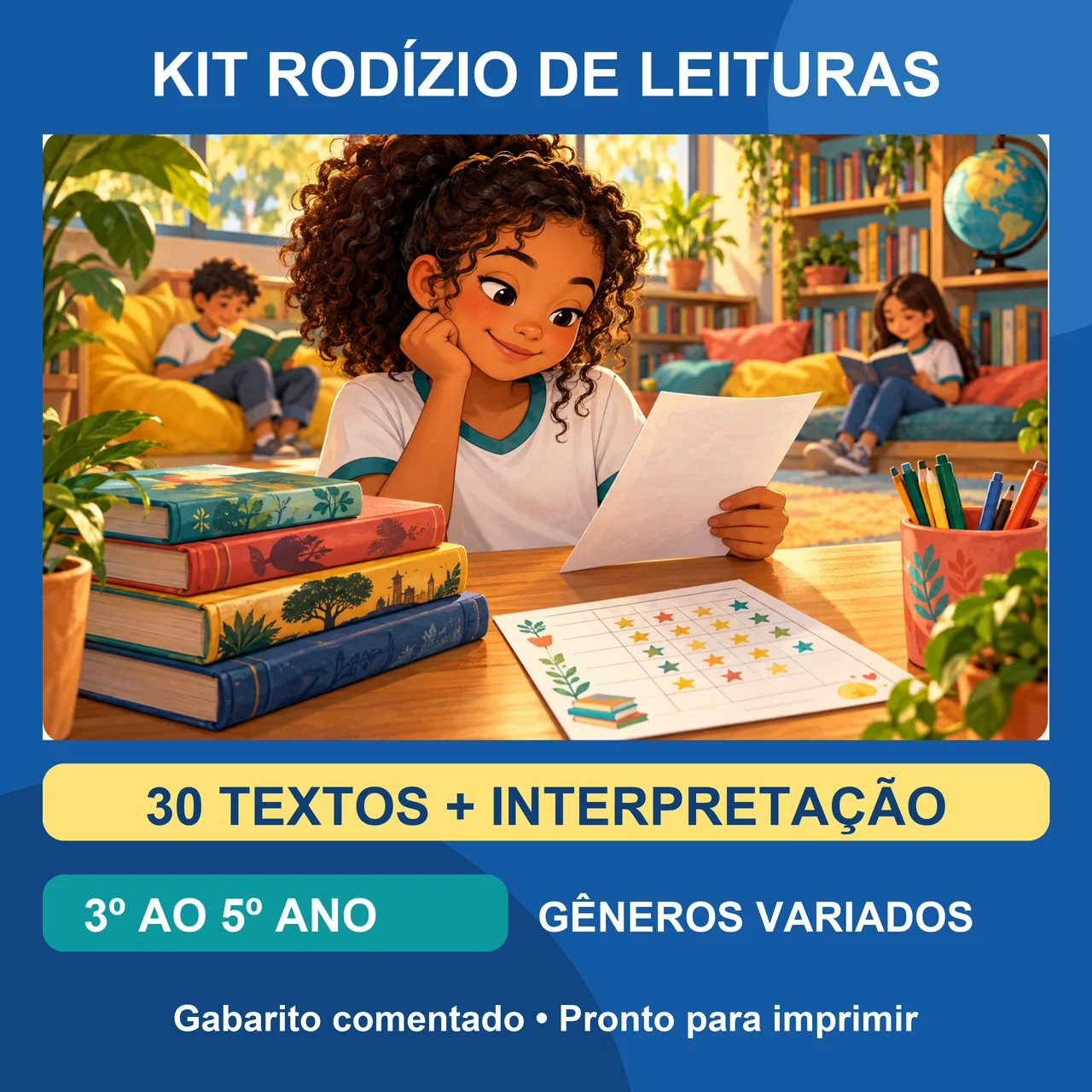 Kit Rodízio de Leituras | 3º ao 5º Ano |30 Textos com Interpretação — capa do material