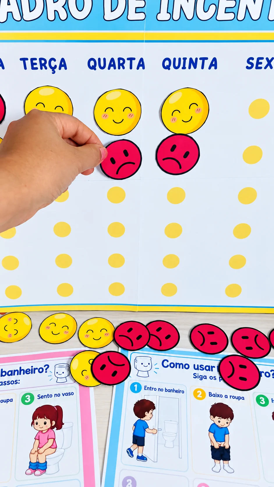 KIT ROTINA DO BANHEIRO – INCENTIVANDO A AUTONOMIA — amostra 5: Kit Rotina do Banheiro: quadro de incentivo visual com…
