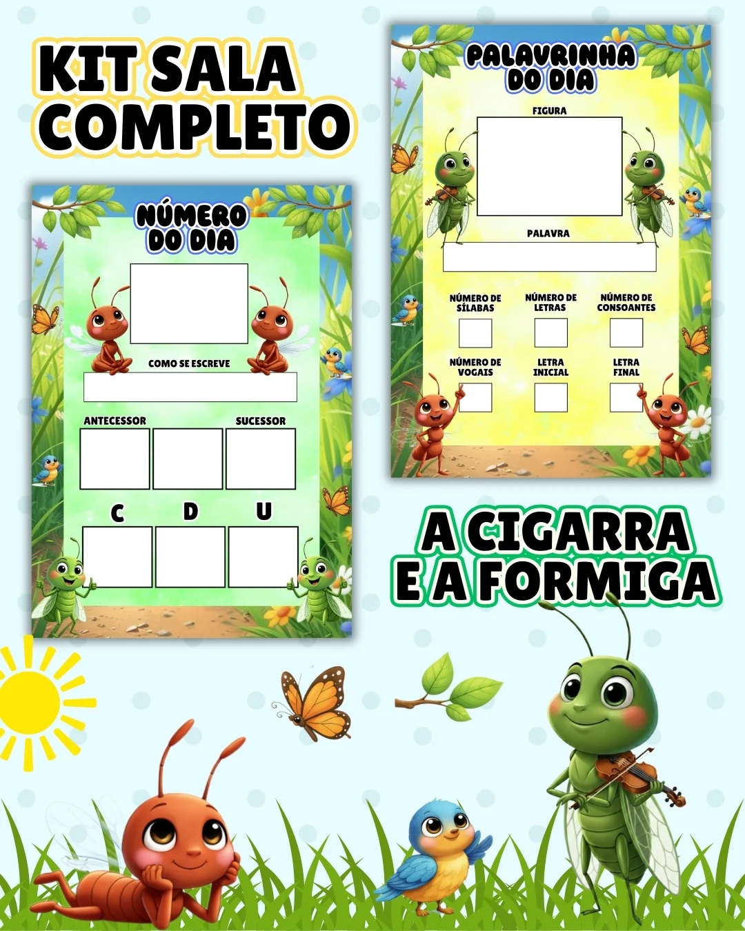 Kit sala a cigarra e a formiga completo – PDF para Imprimir — amostra 2: Transforme o ambiente de aprendizagem com um…
