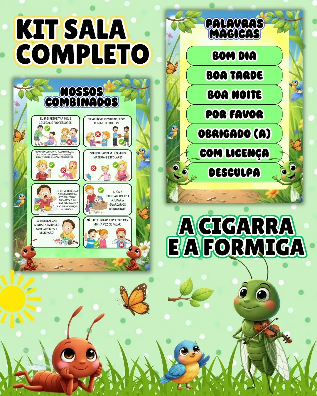Kit sala a cigarra e a formiga completo – PDF para Imprimir — amostra 4: Transforme o ambiente de aprendizagem com um…