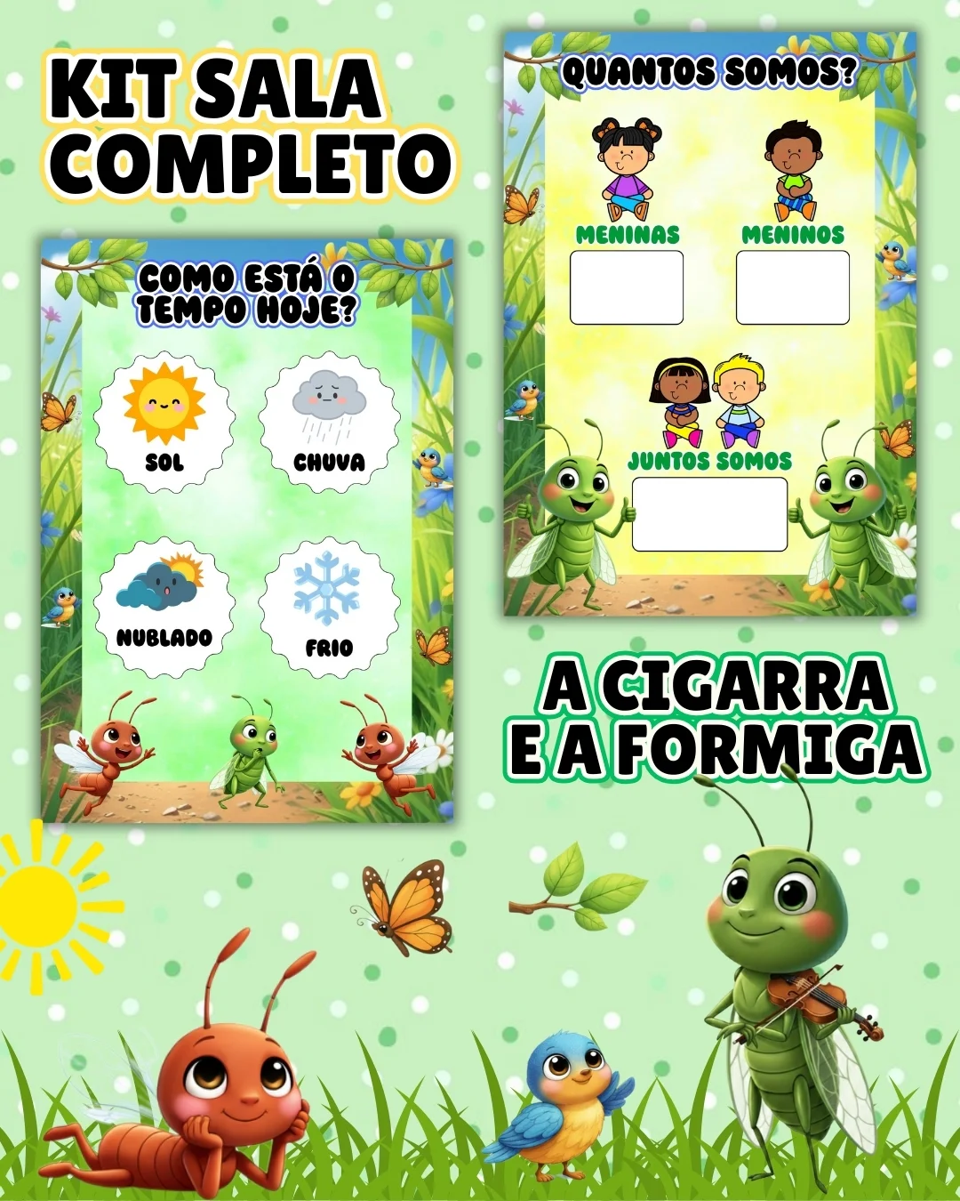 Kit sala a cigarra e a formiga completo – PDF para Imprimir — amostra 6: Transforme o ambiente de aprendizagem com um…