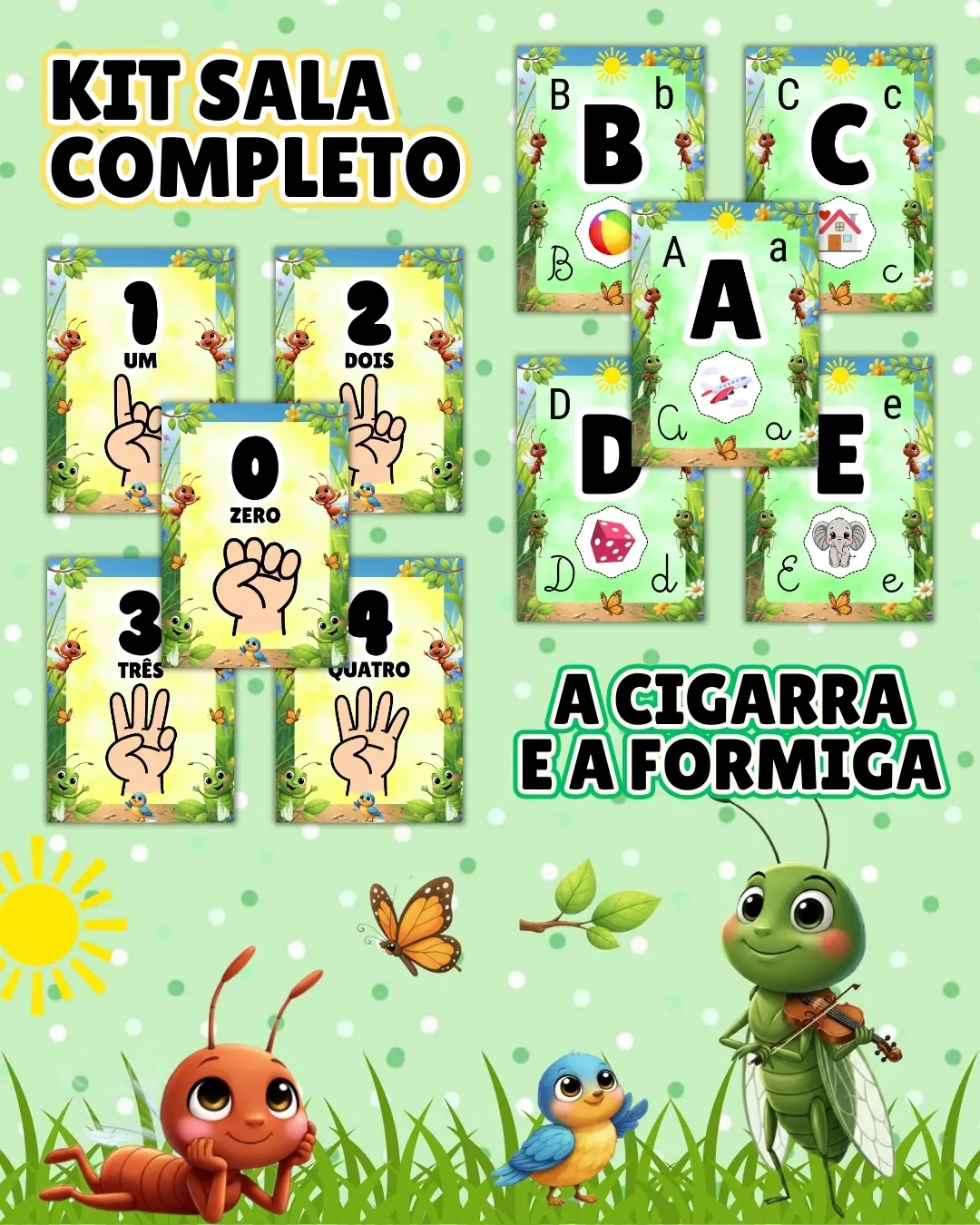 Kit sala a cigarra e a formiga completo – PDF para Imprimir — capa do material