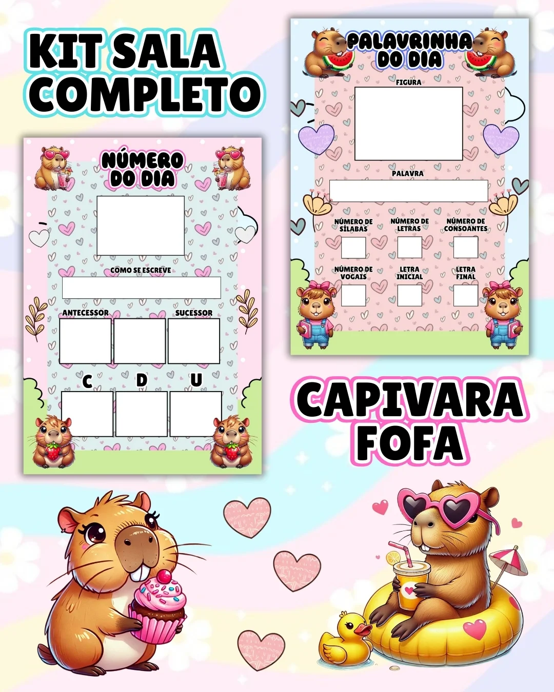 Kit sala capivara completo – PDF para Imprimir — amostra 2: Transforme o ambiente de aprendizagem com um material prático,… Kit sala capivara completo – PDF para Imprimir — amostra 2: Transforme o ambiente de aprendizagem com um material prático,…