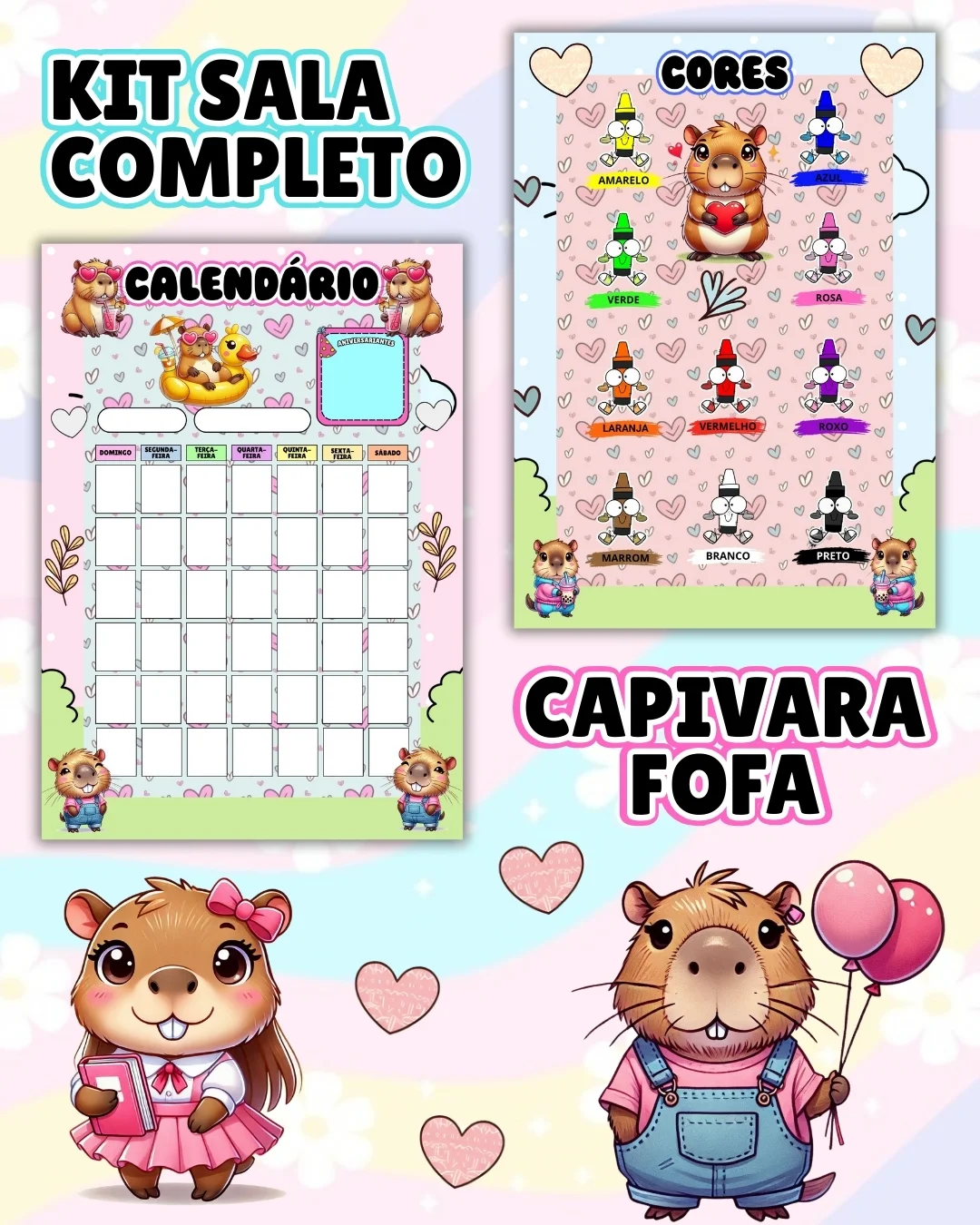 Kit sala capivara completo – PDF para Imprimir — amostra 3: Transforme o ambiente de aprendizagem com um material prático,… Kit sala capivara completo – PDF para Imprimir — amostra 3: Transforme o ambiente de aprendizagem com um material prático,…