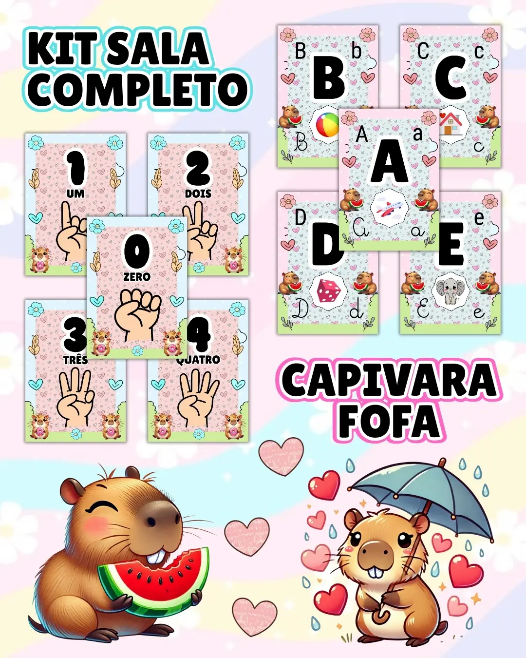 Kit sala capivara completo – PDF para Imprimir — Alfabetização para Educação Infantil: Transforme o ambiente de…