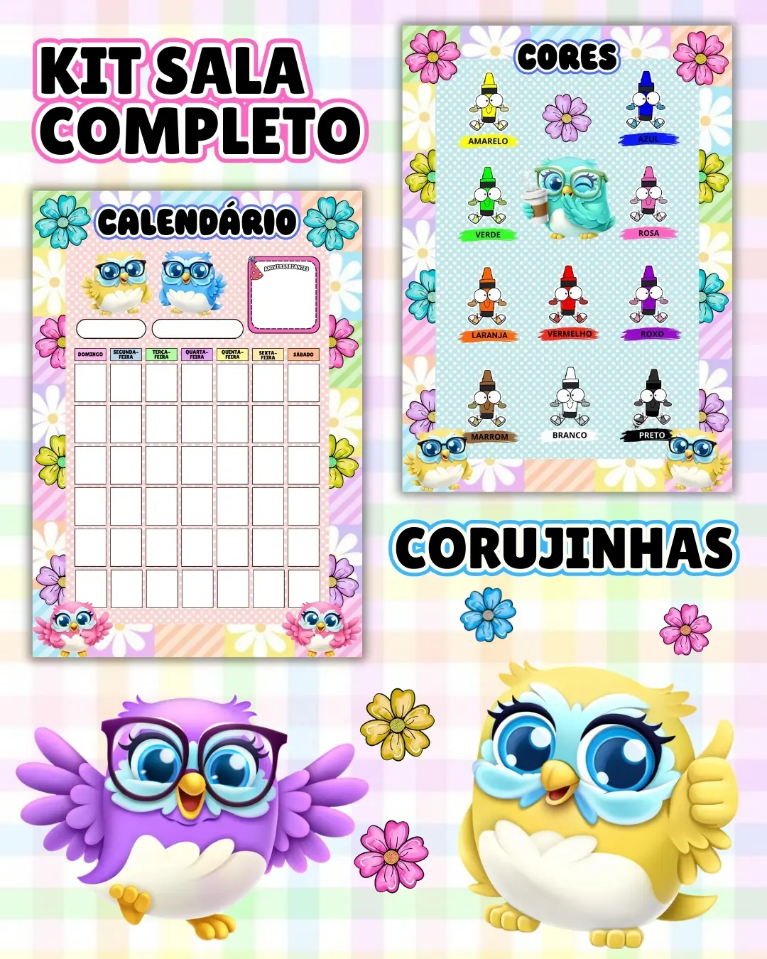 Kit sala corujinhas completo – PDF para Imprimir — amostra 3: Transforme o ambiente de aprendizagem com um material…