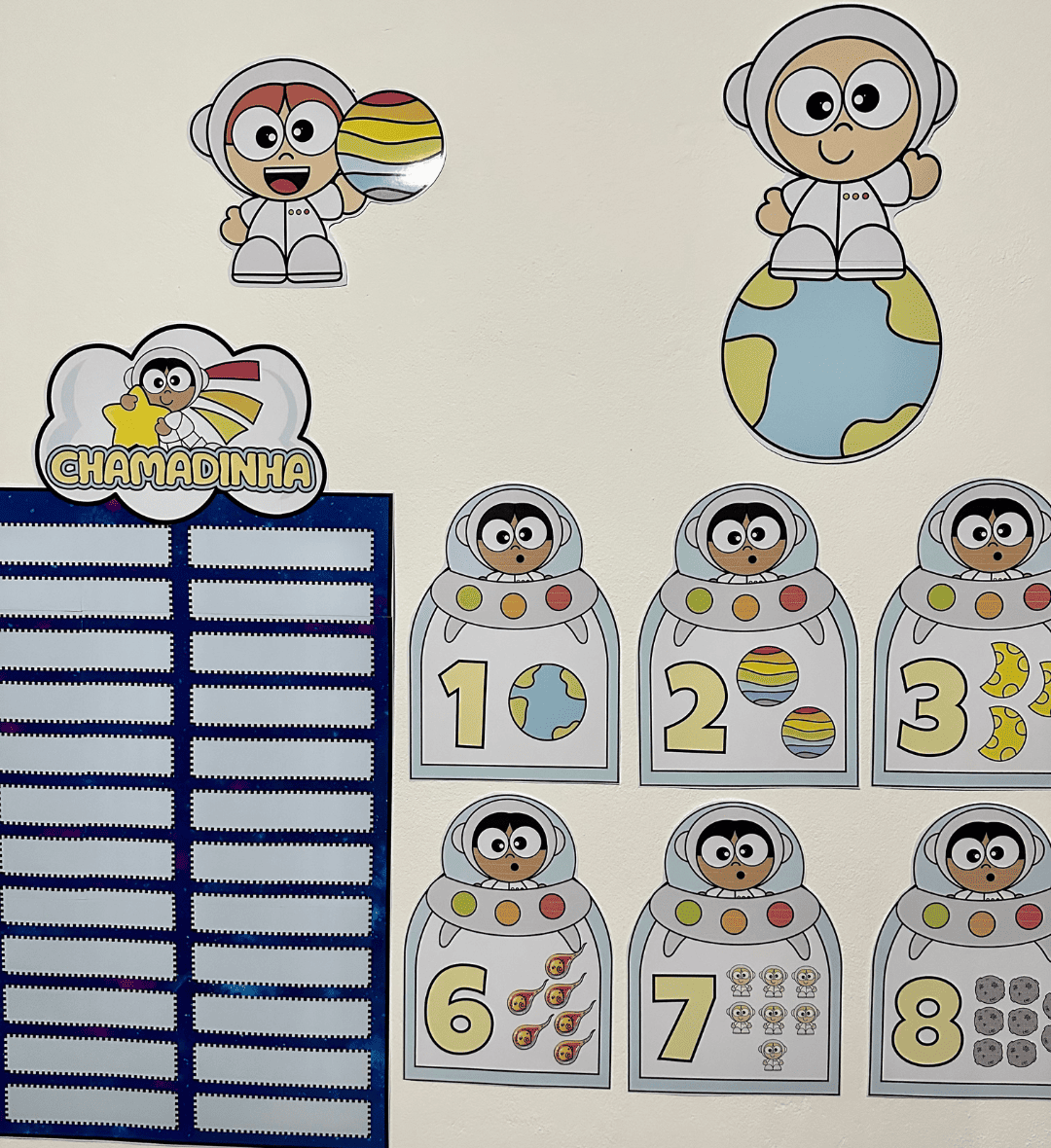 Kit Sala de Aula Astronauta em PDF para Imprimir — amostra 6: Organize e decore a sala com o tema astronauta: kit em PDF…