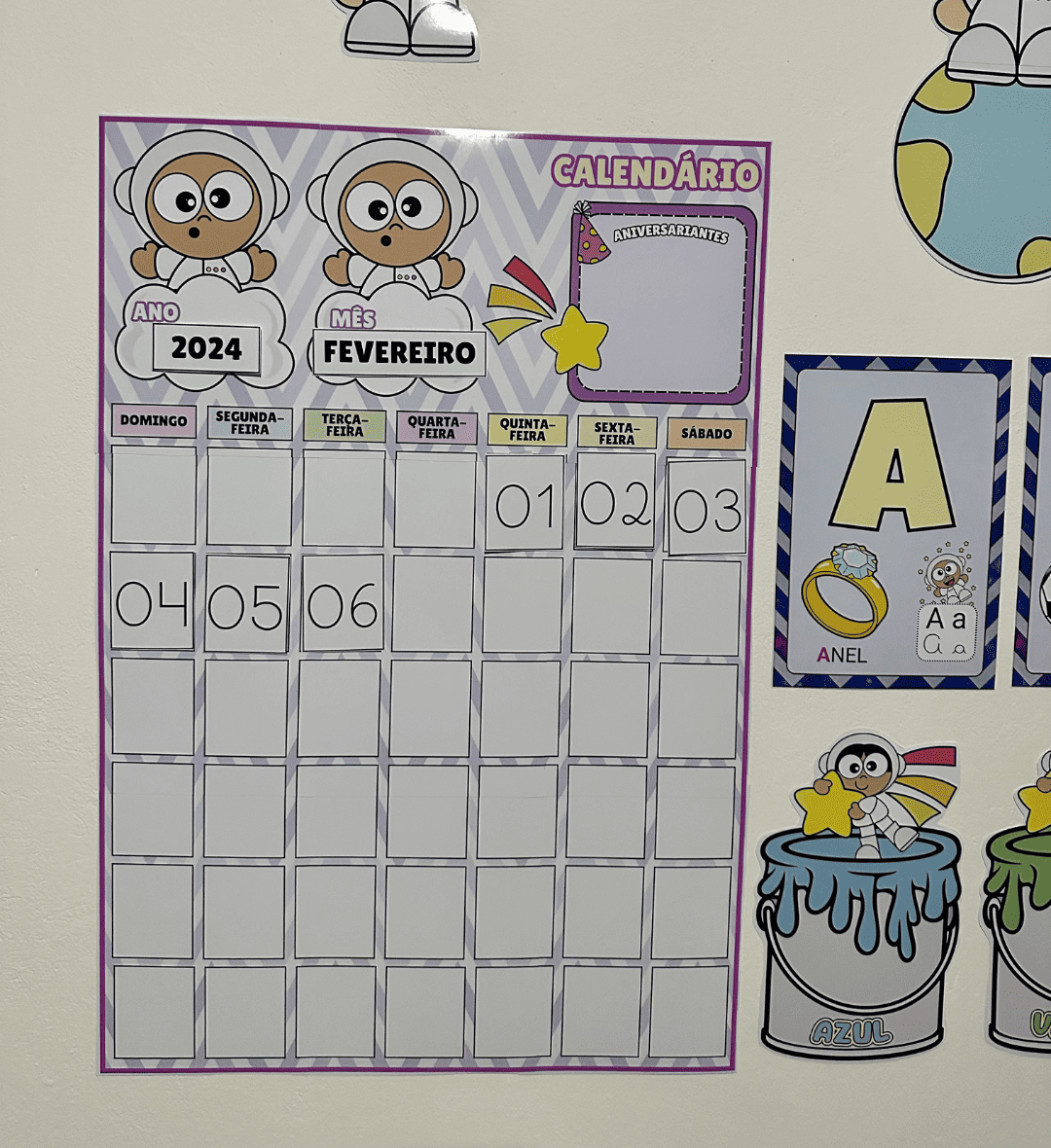 Kit Sala de Aula Astronauta em PDF para Imprimir — amostra 7: Organize e decore a sala com o tema astronauta: kit em PDF…
