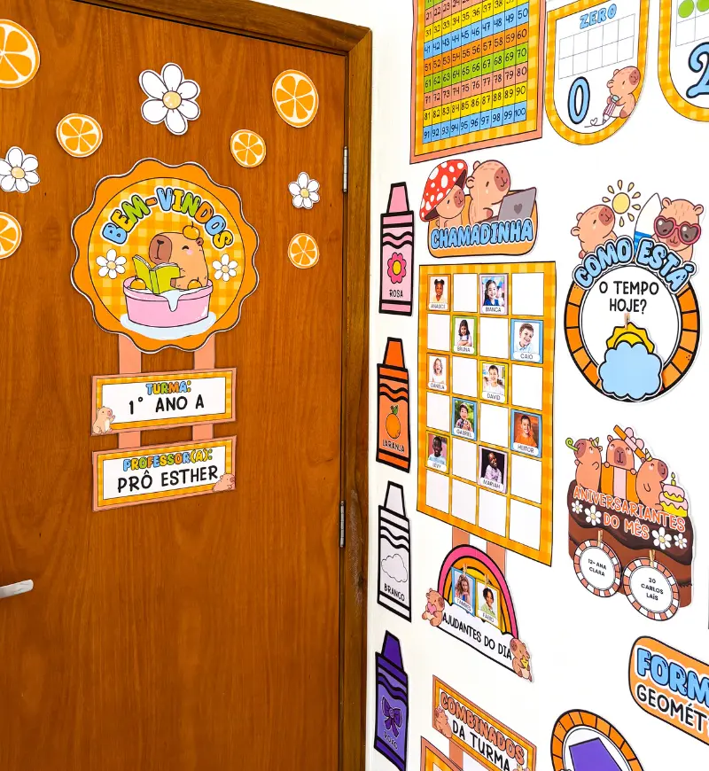 Kit Sala de Aula Capivara: Decoração e Apoio à Rotina — amostra 3: Como usar em sala de aula