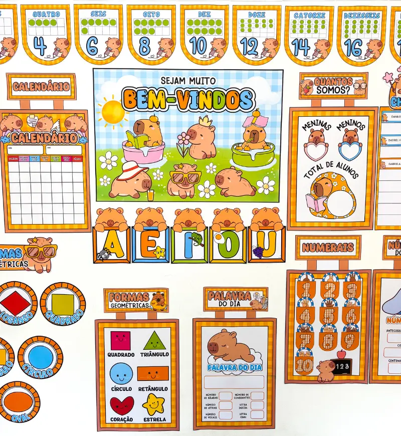 Kit Sala de Aula Capivara: Decoração e Apoio à Rotina — Alfabetização para Educação Infantil: Organize um ambiente…