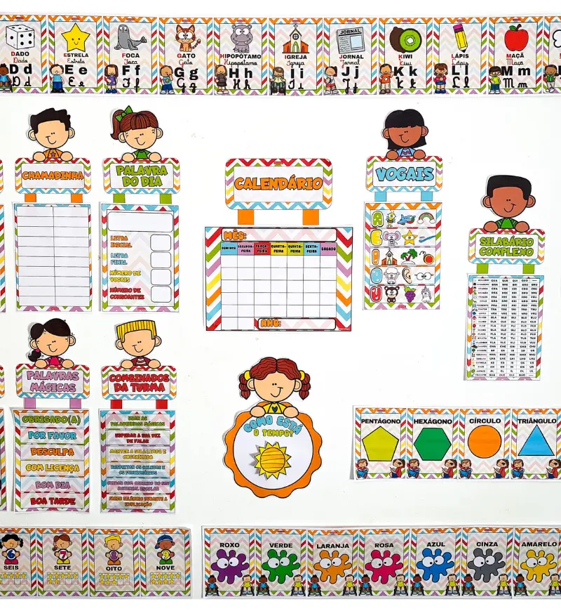 Kit Sala de Aula - Crianças – PDF para Imprimir — amostra 5: Kit para ornamentação de sala tema crianças Sugestão de…