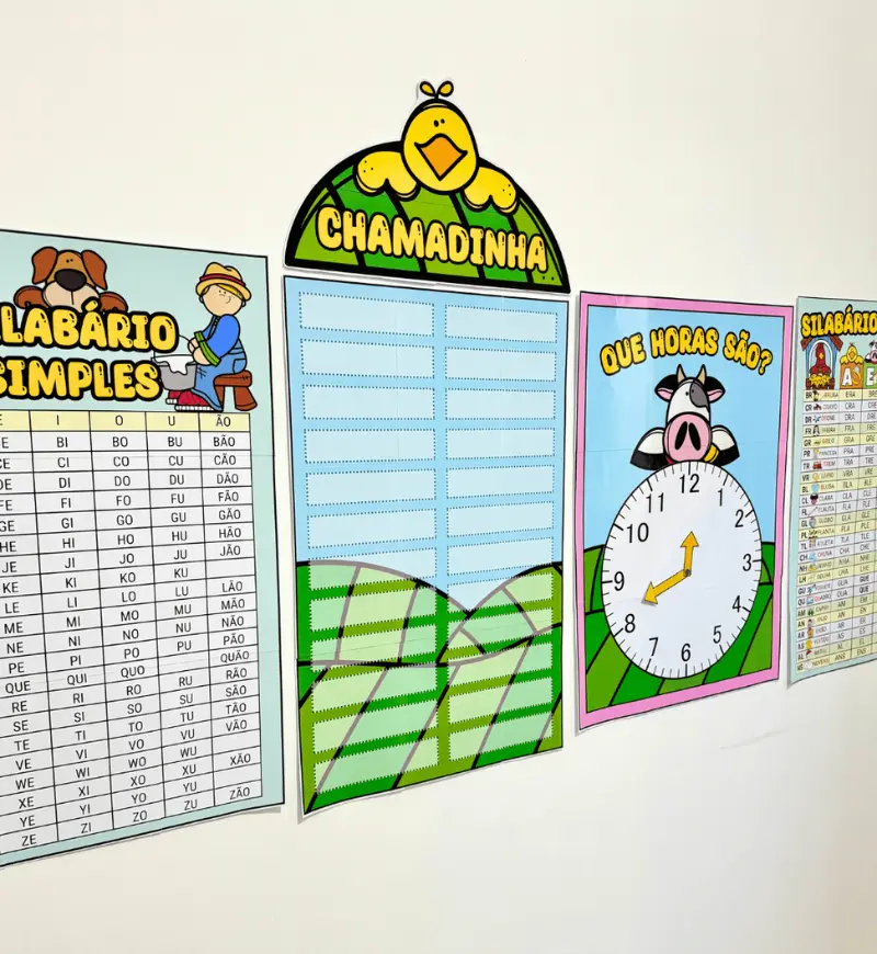 Kit Sala de Aula Fazendinha: Decoração em PDF para Imprimir — amostra 1: Kit Sala de Aula Fazendinha para decorar e organizar