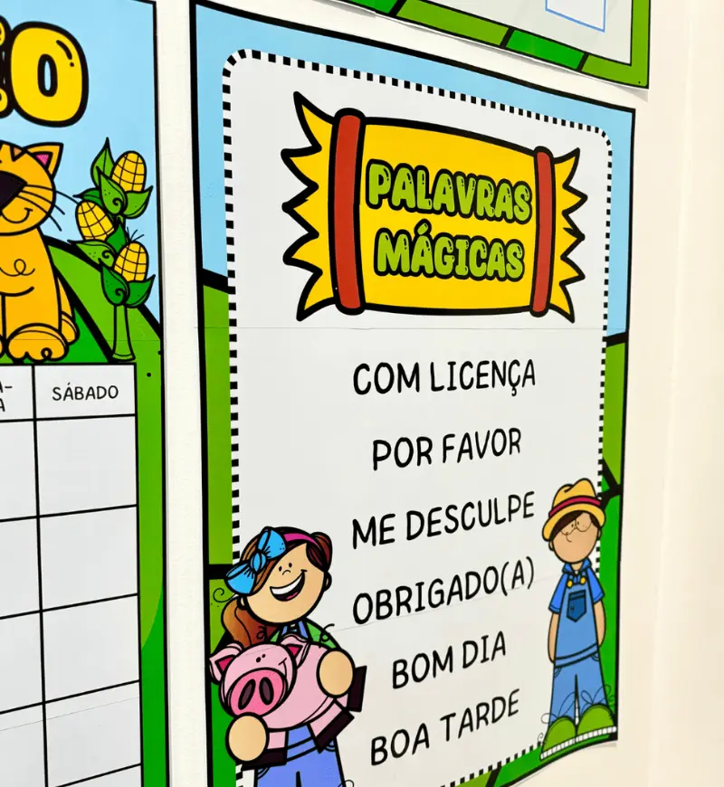 Kit Sala de Aula Fazendinha: Decoração em PDF para Imprimir — amostra 2: O que está incluído no material