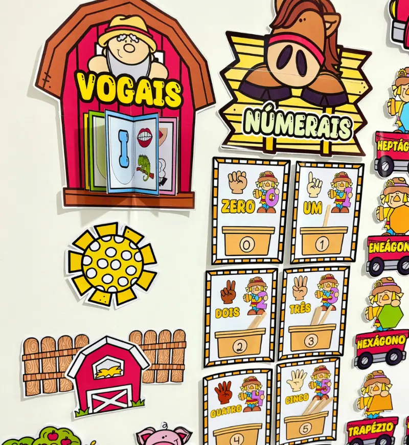 Kit Sala de Aula Fazendinha: Decoração em PDF para Imprimir — amostra 5: Organize e decore a sala com o tema Fazendinha: 28…