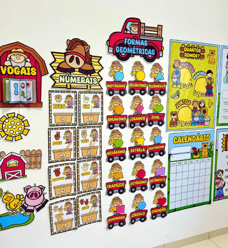 Kit Sala de Aula Fazendinha: Decoração em PDF para Imprimir — amostra 6: Organize e decore a sala com o tema Fazendinha: 28…