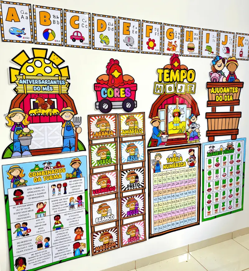 Kit Sala de Aula Fazendinha: Decoração em PDF para Imprimir — Alfabetização para Educação Infantil: Organize e decore a…