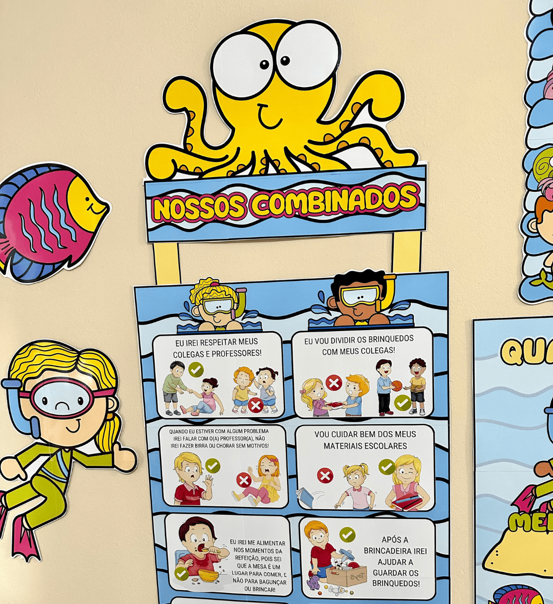 Kit Sala de Aula Fundo do Mar: Decoração e Painéis em PDF — amostra 5: Organize e decore a sala com o tema Fundo do Mar