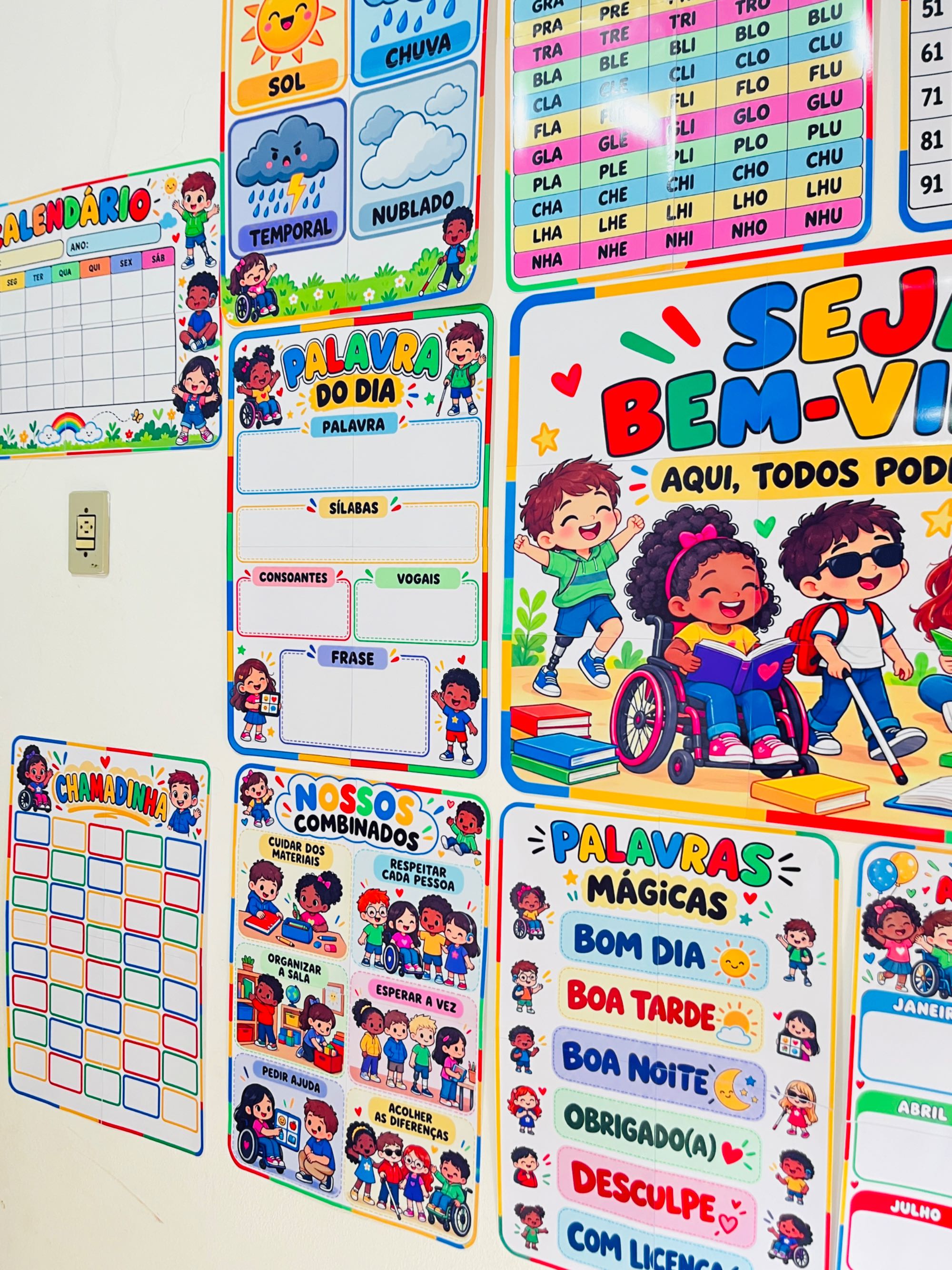 Kit Sala de Aula Inclusivo para Educação Infantil e Anos Iniciais — amostra 1: Kit Sala de Aula Inclusivo com alfabeto,…