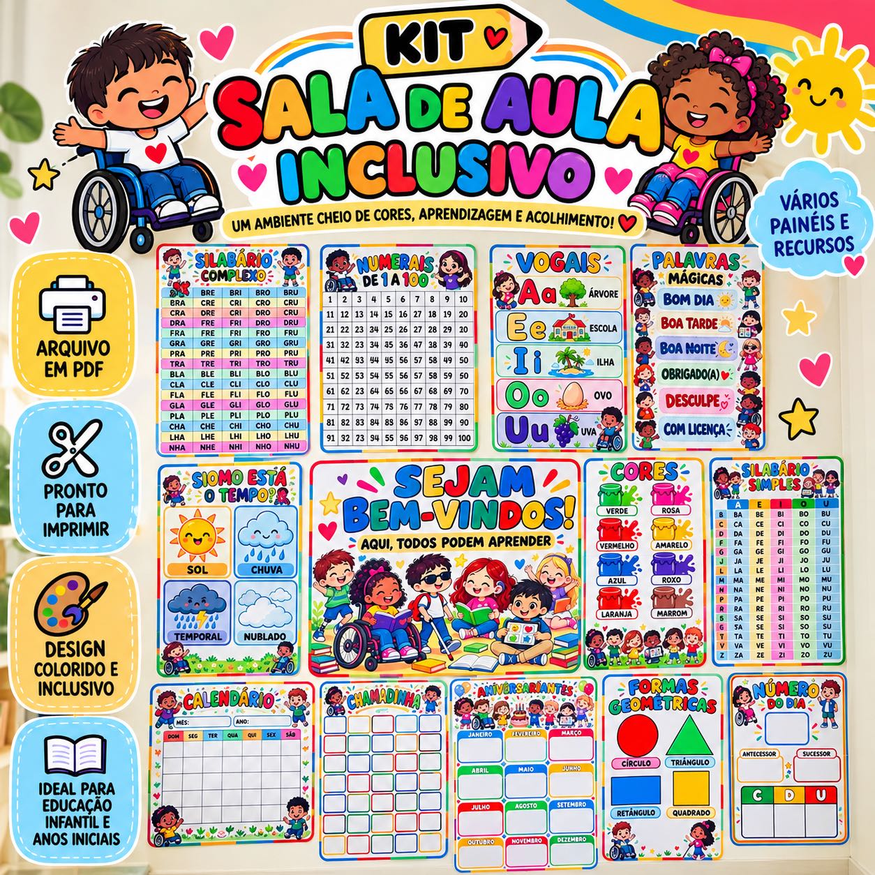 Kit Sala de Aula Inclusivo para Educação Infantil e Anos Iniciais — Alfabetização para Educação Infantil: Kit Sala de Aula…