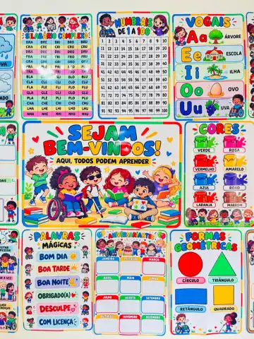 KIT SALA DE AULA INCLUSIVO — UM AMBIENTE CHEIO DE CORES, APRENDIZAGEM. — amostra 5: Um kit completo, com cores vibrantes,…