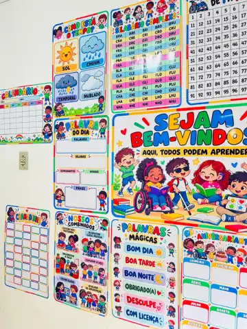 KIT SALA DE AULA INCLUSIVO — UM AMBIENTE CHEIO DE CORES, APRENDIZAGEM. — amostra 6: Um kit completo, com cores vibrantes,…