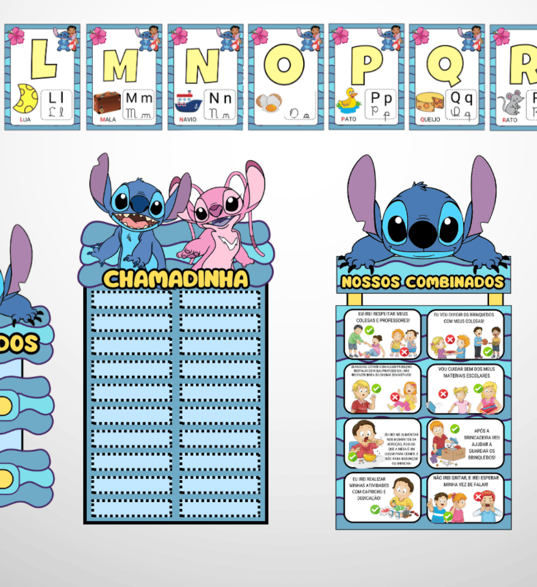 Kit Sala de Aula Stitch em PDF para Imprimir — amostra 5: Organize uma sala acolhedora com o Kit Sala de Aula Stitch em PDF