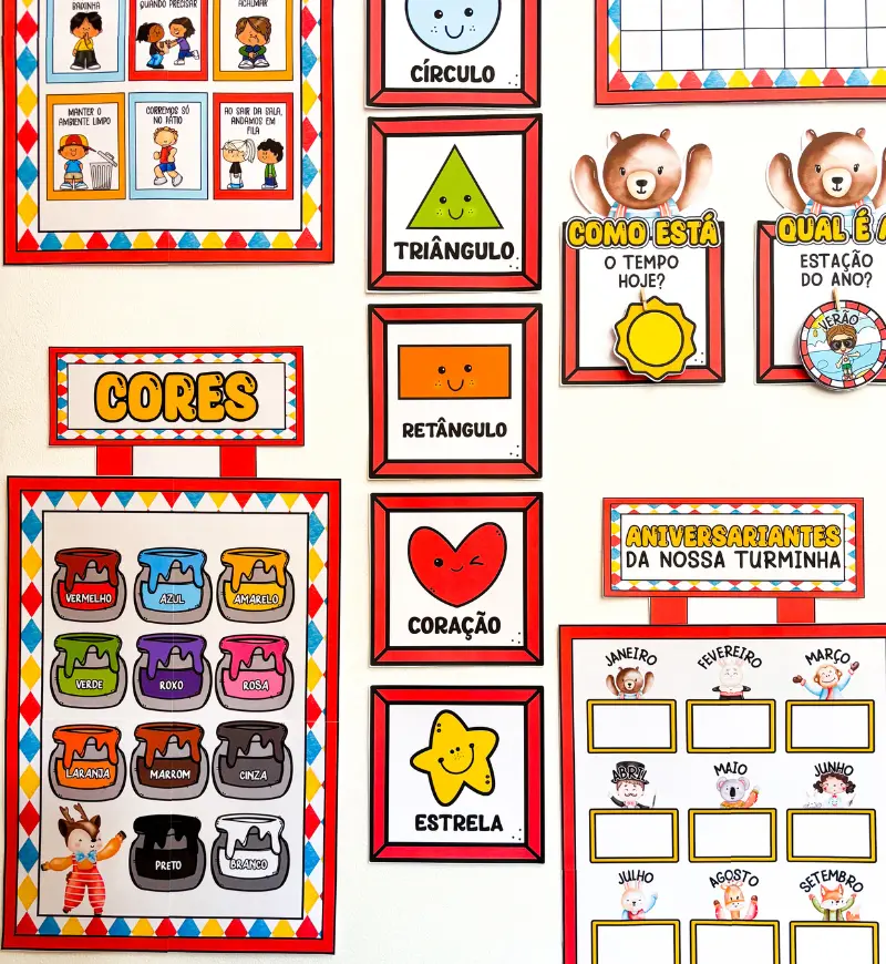 Kit Sala Educação Infantil: Circo dos Bichinhos para Imprimir — amostra 1: Kit de sala com tema Circo dos Bichinhos