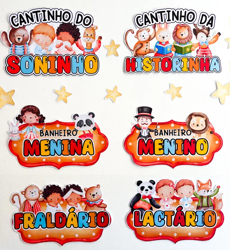 Kit Sala Educação Infantil: Circo dos Bichinhos para Imprimir — amostra 2: O que acompanha o material