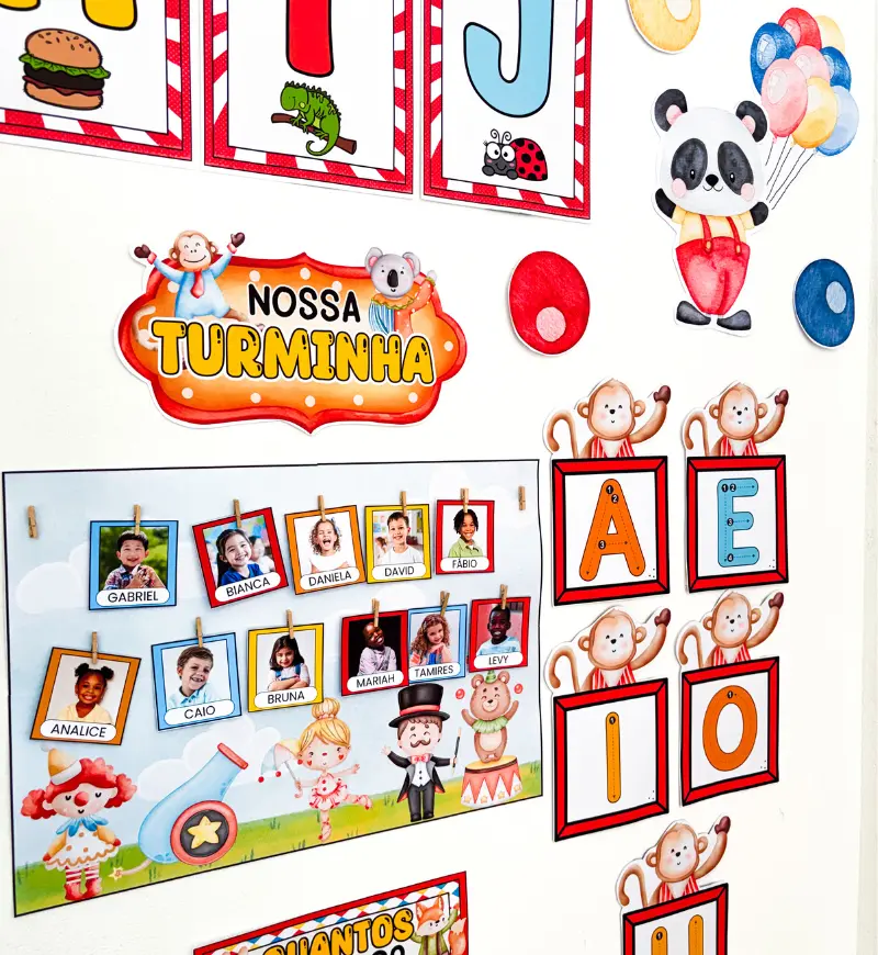 Kit Sala Educação Infantil: Circo dos Bichinhos para Imprimir — amostra 6: Organize e decore a sala com o tema Circo dos…