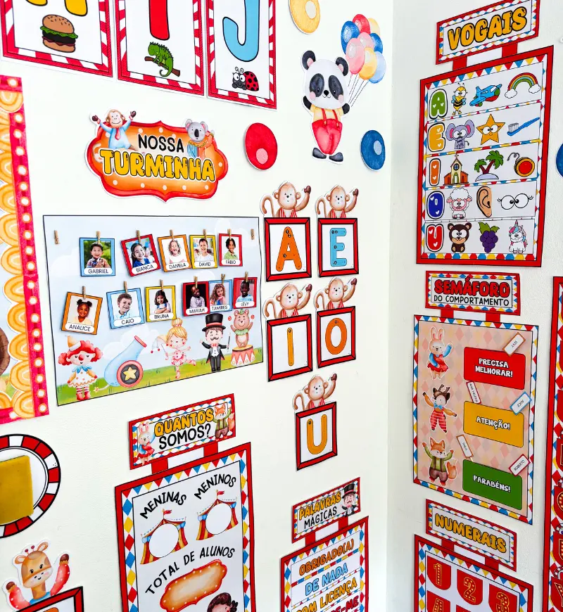 Kit Sala Educação Infantil: Circo dos Bichinhos para Imprimir — amostra 7: Organize e decore a sala com o tema Circo dos…