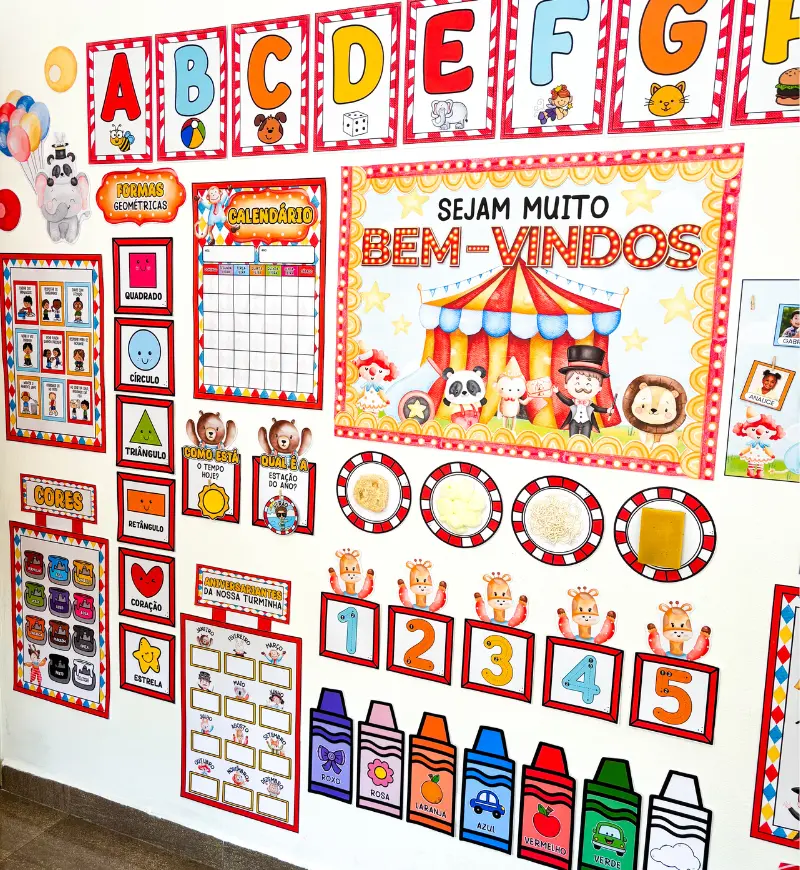 Kit Sala Educação Infantil: Circo dos Bichinhos para Imprimir — Matemática para Educação Infantil: Organize e decore a sala…