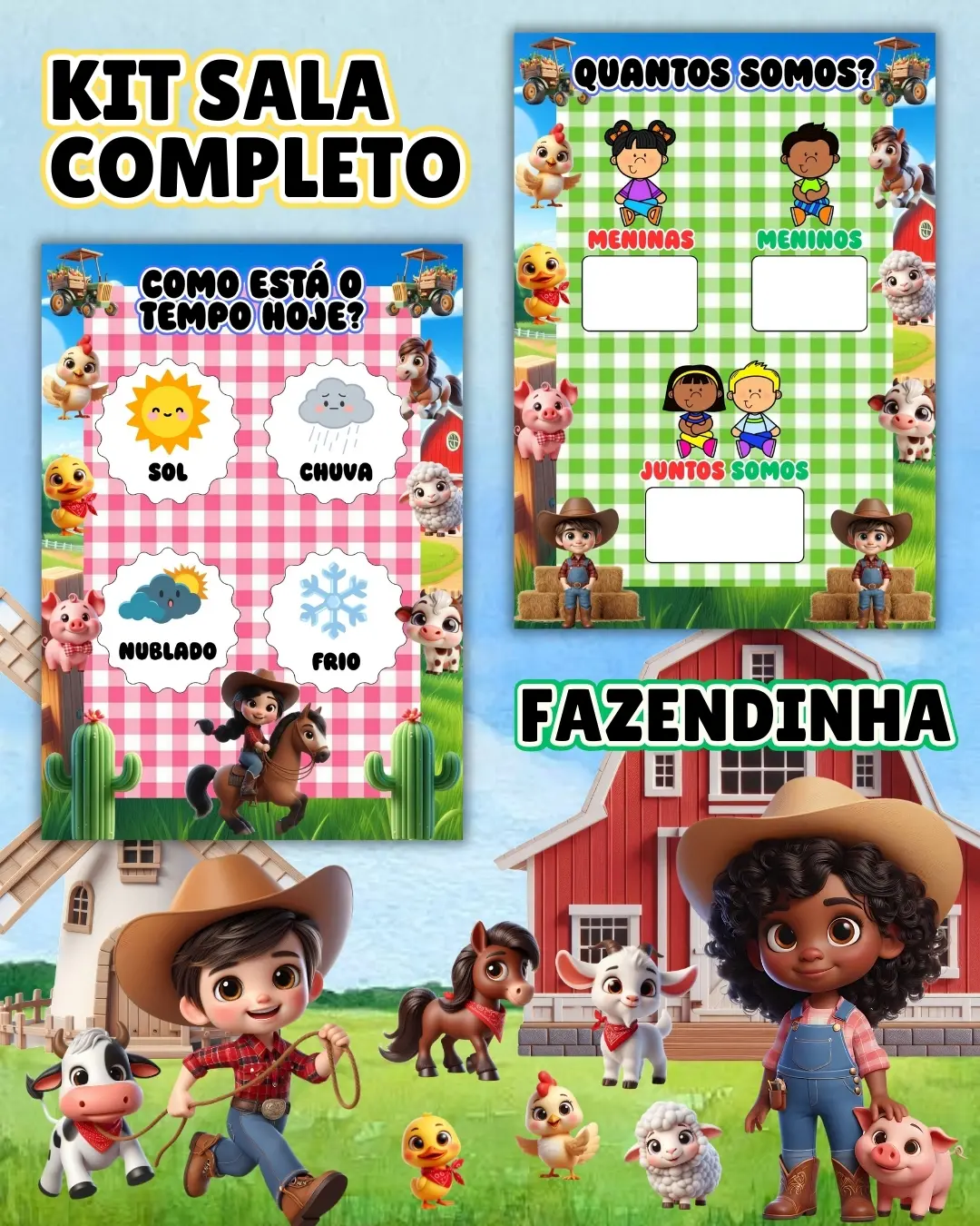Kit sala fazendinha completo – PDF para Imprimir — amostra 6: Transforme o ambiente de aprendizagem com um material…