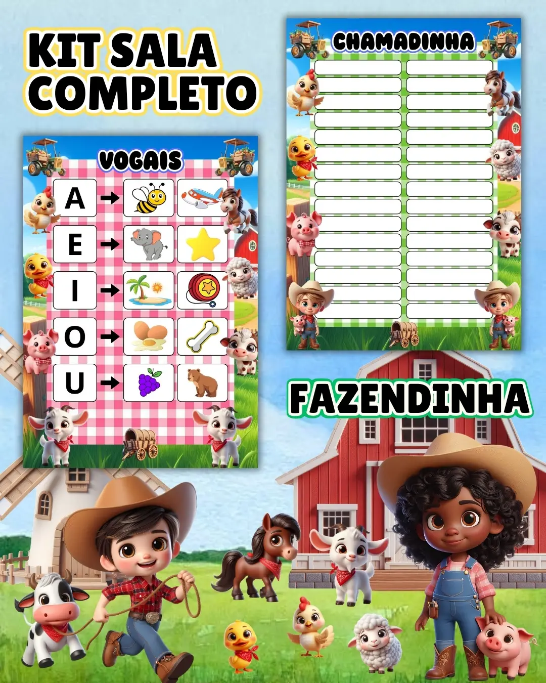 Kit sala fazendinha completo – PDF para Imprimir — amostra 7: Transforme o ambiente de aprendizagem com um material…