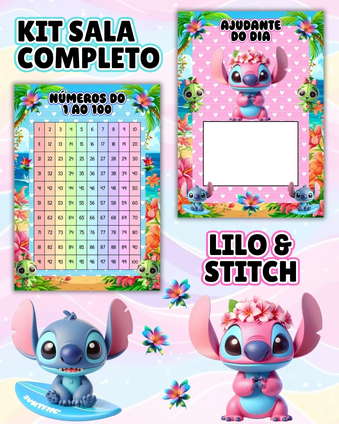 Kit sala lilo & stitch completo – PDF para Imprimir — amostra 1: O que vem no material