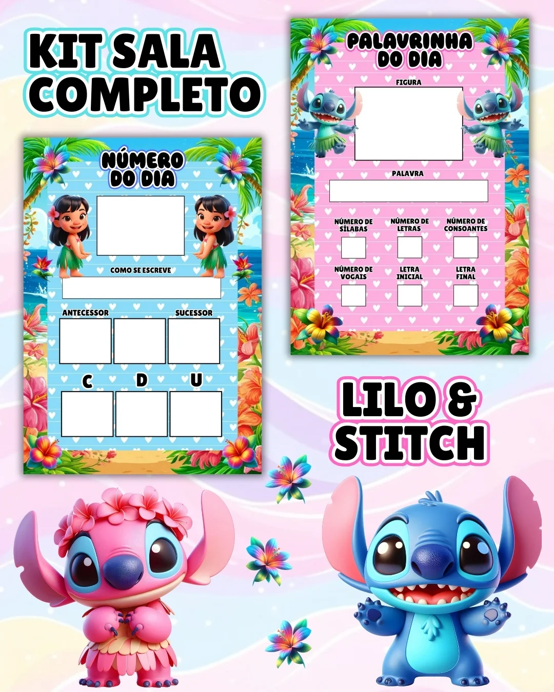 Kit sala lilo & stitch completo – PDF para Imprimir — amostra 2: Transforme o ambiente de aprendizagem com um material…