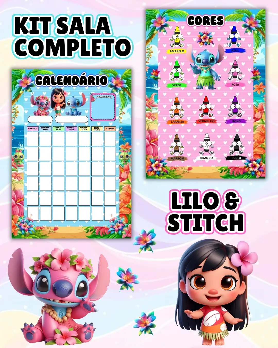 Kit sala lilo & stitch completo – PDF para Imprimir — amostra 3: Transforme o ambiente de aprendizagem com um material…