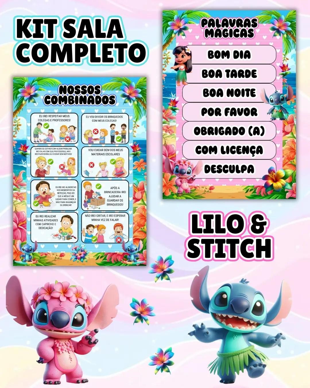 Kit sala lilo & stitch completo – PDF para Imprimir — amostra 4: Transforme o ambiente de aprendizagem com um material…