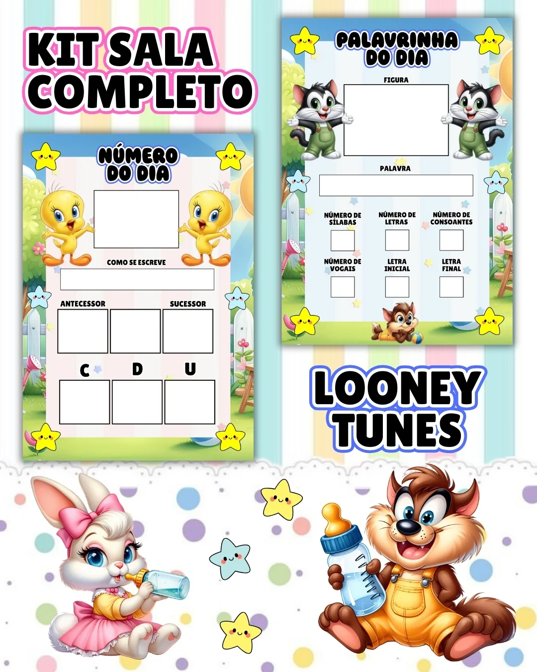 Kit sala looney tunes completo – PDF para Imprimir — amostra 2: Transforme o ambiente de aprendizagem com um material…