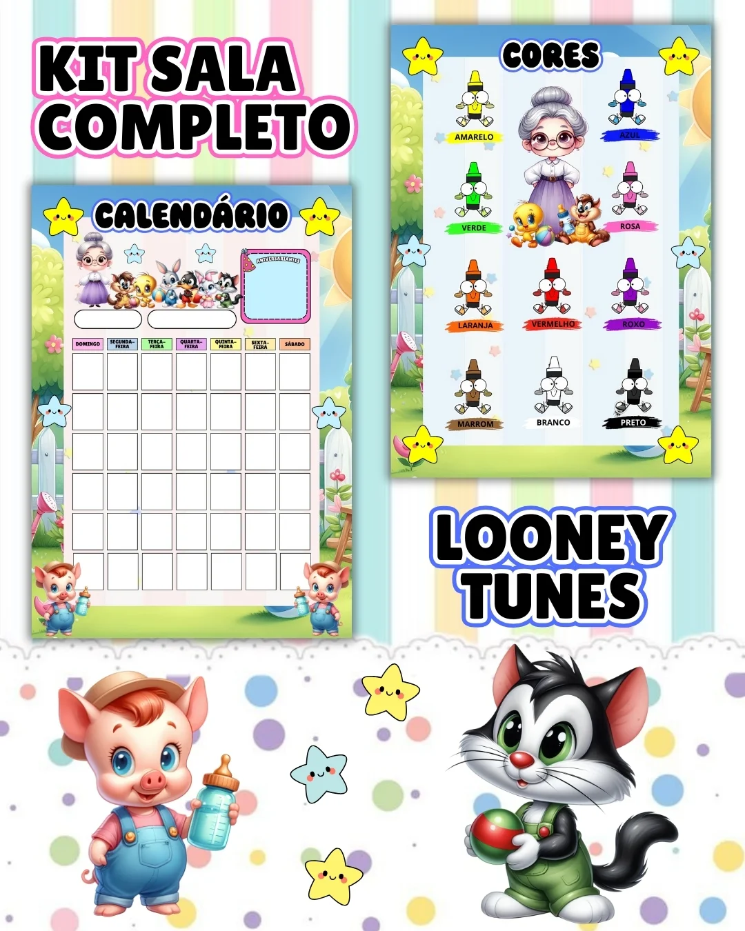 Kit sala looney tunes completo – PDF para Imprimir — amostra 3: Transforme o ambiente de aprendizagem com um material…