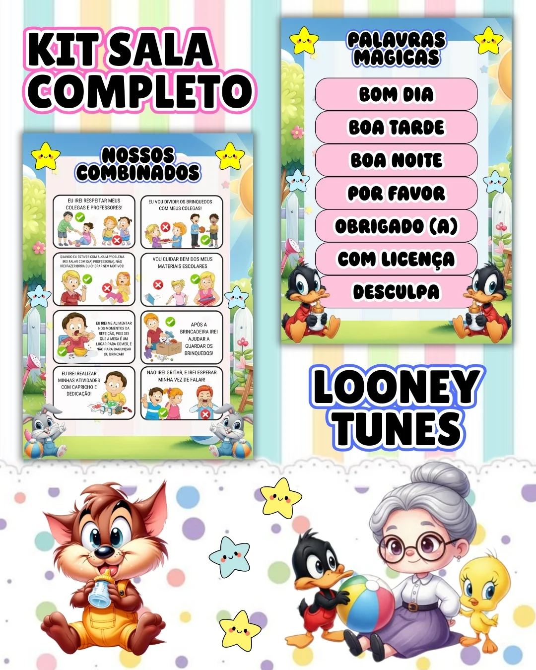 Kit sala looney tunes completo – PDF para Imprimir — amostra 4: Transforme o ambiente de aprendizagem com um material…