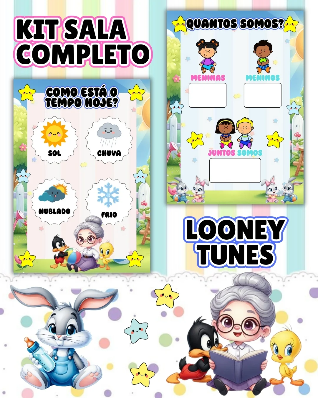Kit sala looney tunes completo – PDF para Imprimir — amostra 6: Transforme o ambiente de aprendizagem com um material…