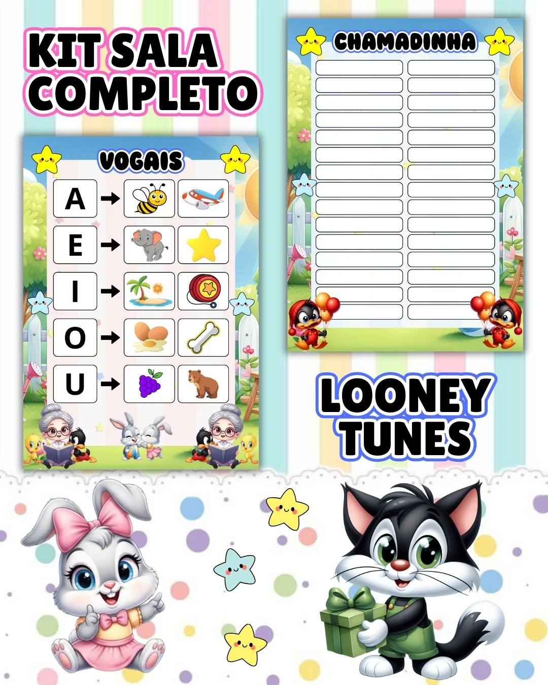 Kit sala looney tunes completo – PDF para Imprimir — amostra 7: Transforme o ambiente de aprendizagem com um material…