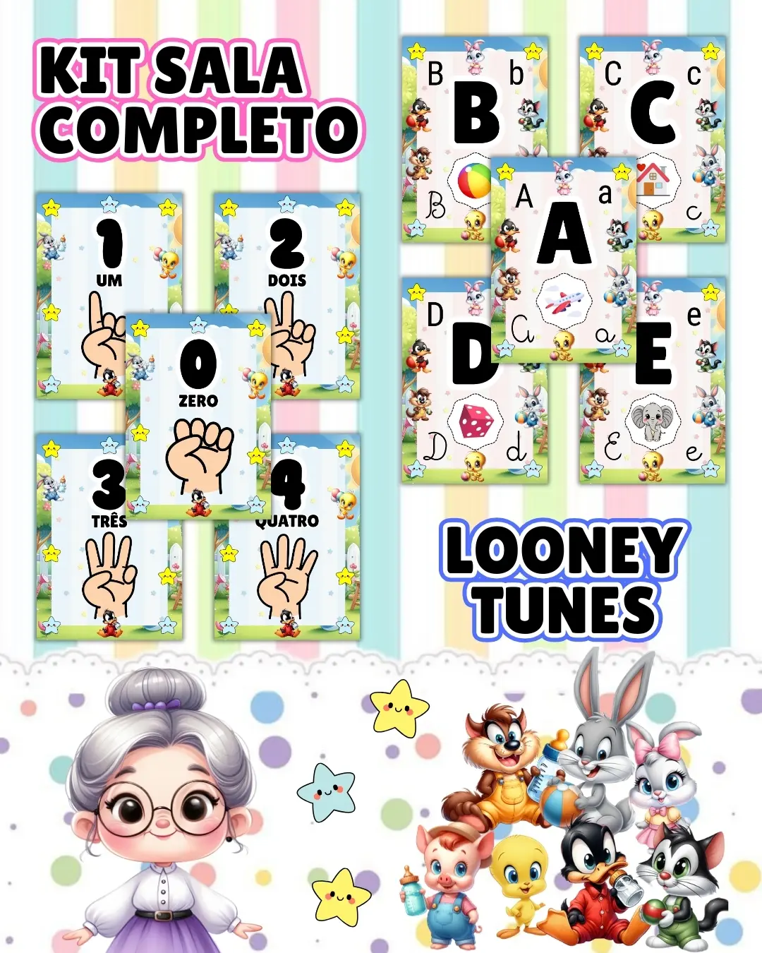Kit sala looney tunes completo – PDF para Imprimir — Alfabetização para Educação Infantil: Transforme o ambiente de…