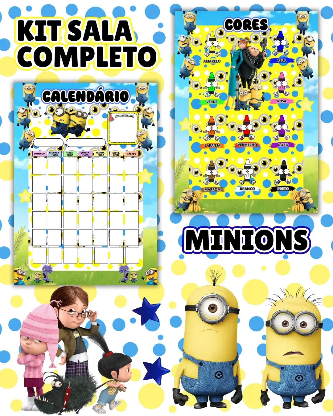 Kit sala minions completo – PDF para Imprimir — amostra 3: Transforme o ambiente de aprendizagem com um material prático,…