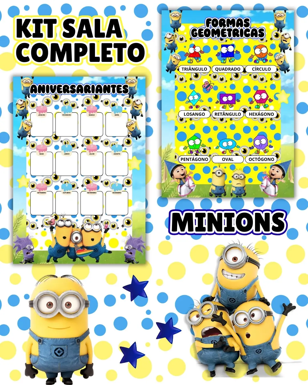 Kit sala minions completo – PDF para Imprimir — amostra 5: Transforme o ambiente de aprendizagem com um material prático,…